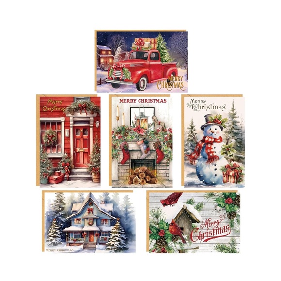 CHOLEMY 36 Christmas cards with envelopes 6 vintages styles 🌷 - Picture 3 of 10